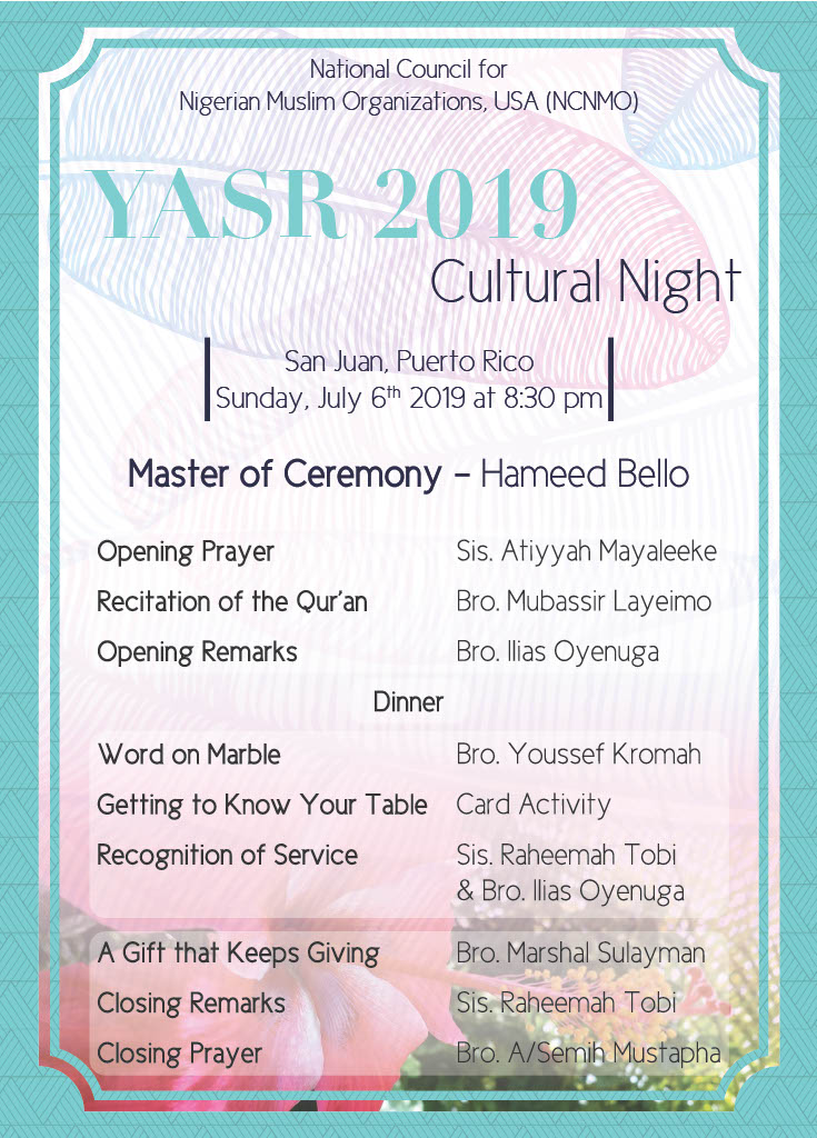 2019 YASR Cultural Night Program